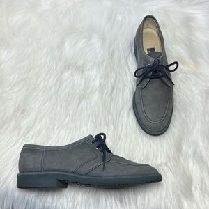 Bally Of Switzerland Blue-Grey Nubick Lace Up Shoes Sz 4E/US 6.5